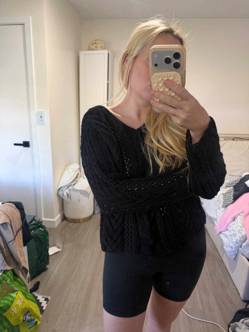 Black Knit V-Neck Sweater